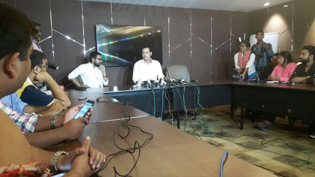 rahul press conference in marriott