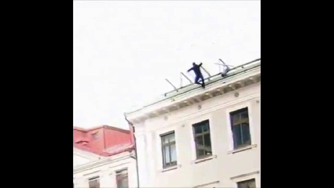 man jump from roof