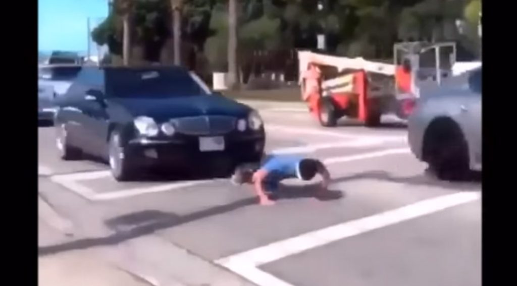 Push Ups In The Middle Of The Road