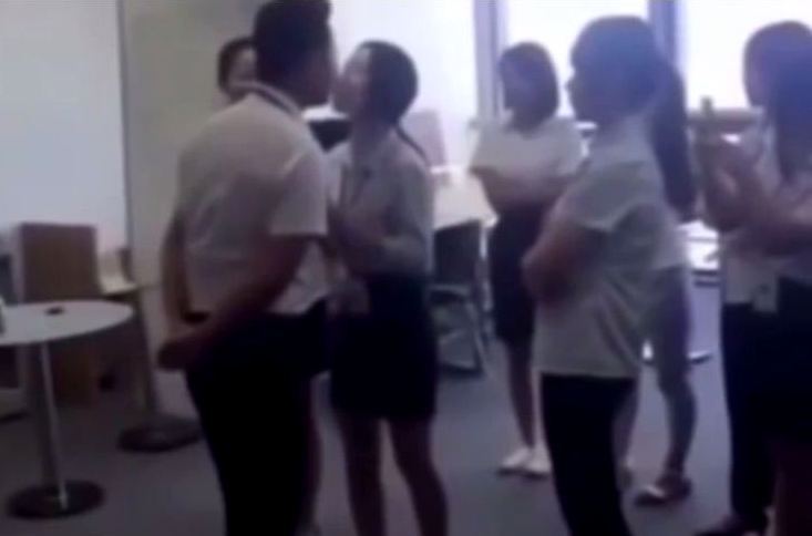 Boss Forces Female Workers to KISS Him