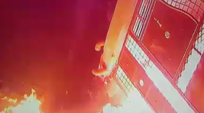 Miscreants set fire cctv footage
