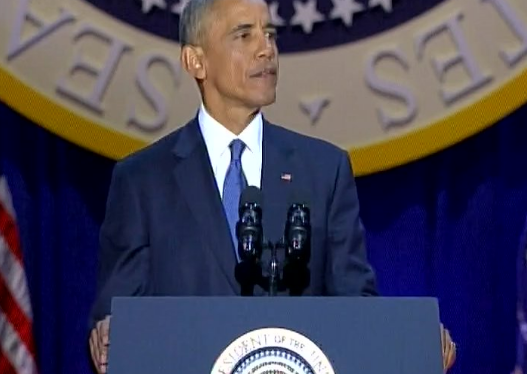 Obama speaking in Farewell addres in Chicago