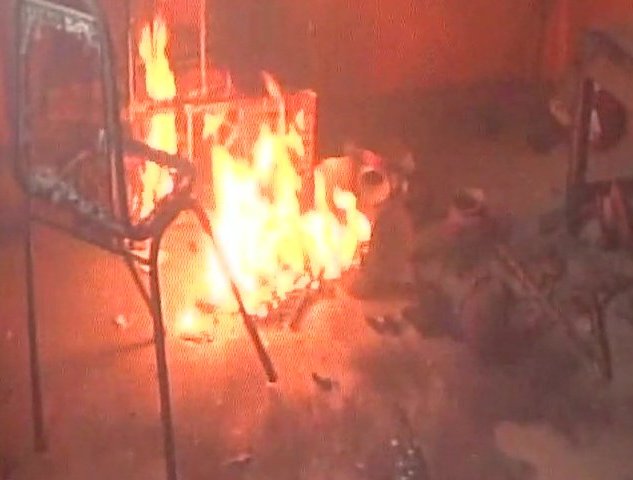 workers set BJP office on fire