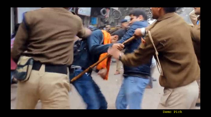 up police beaten to student