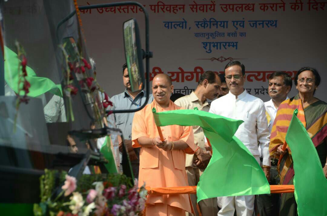 CM yogi hoist flag UPSRTC Buses