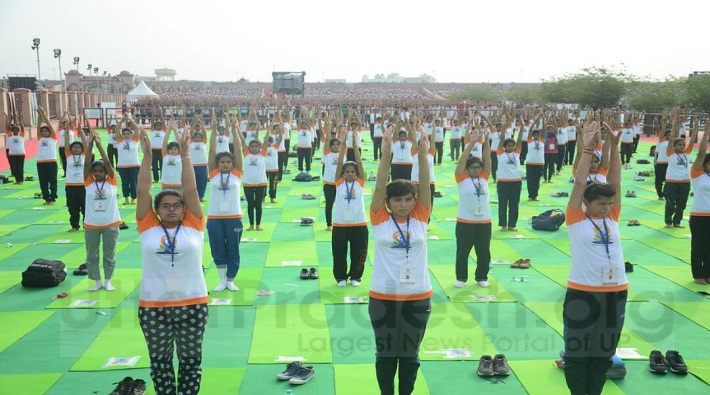international yoga day rehearsal images in lucknow up