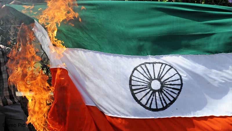 indian flag burned