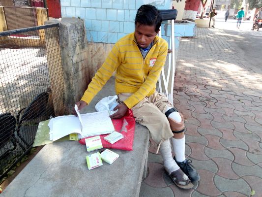 youth suffering from gangrene disease arrive District Collector,
