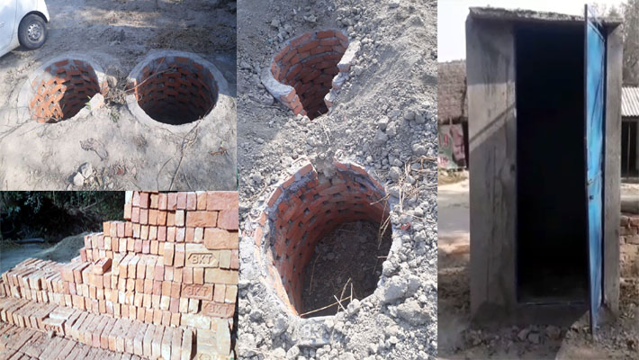 Construction of toilets with poor material in BKT lucknow