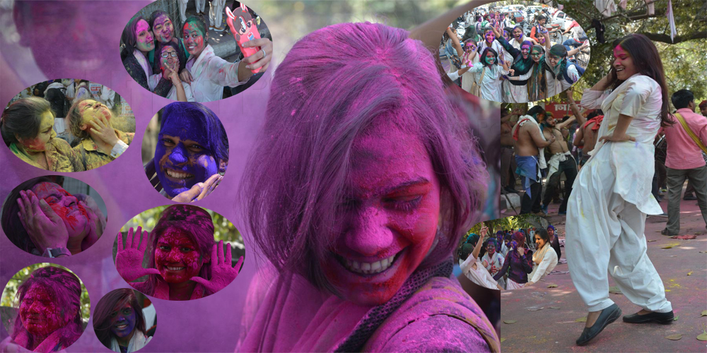 national pg college students celebrated colourful Festival