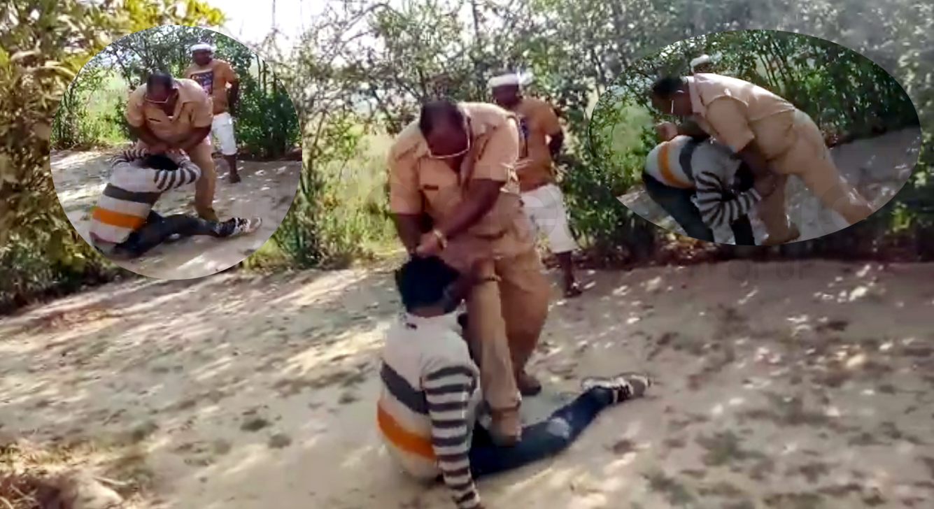 policeman brutally beaten to man in Pratapgarh Video Goes viral
