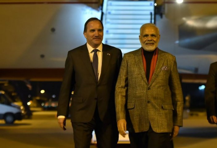 india pm modi arrives in sweden for a two day visit articleshow