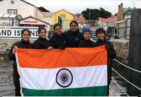 INSV Team Tarini reach receives Nirmala Sitharaman