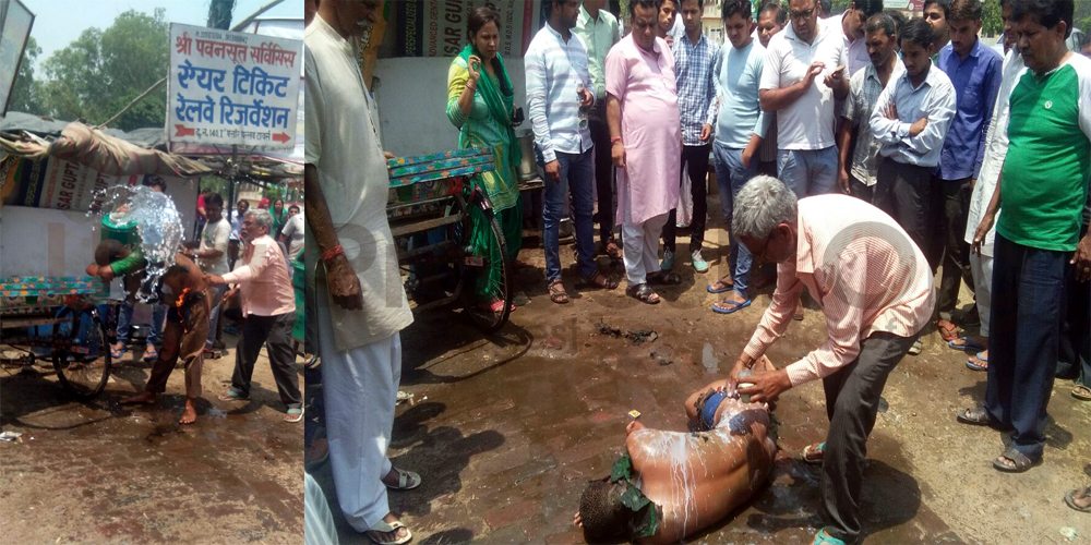 Meerut: drunken man fires himself on highway in pallavpuram