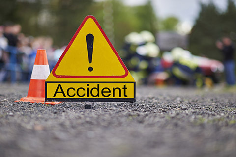 road accident wife died husband injured after car pushed them