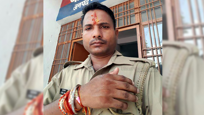 Constable Rajesh Kumar died after scorpio car hit in road accident