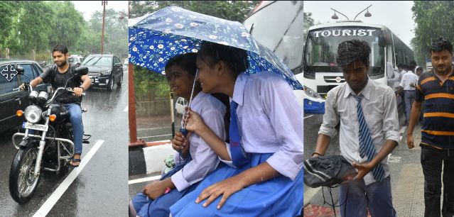 Photos lucknow people enjoying the pleasant weather in rain