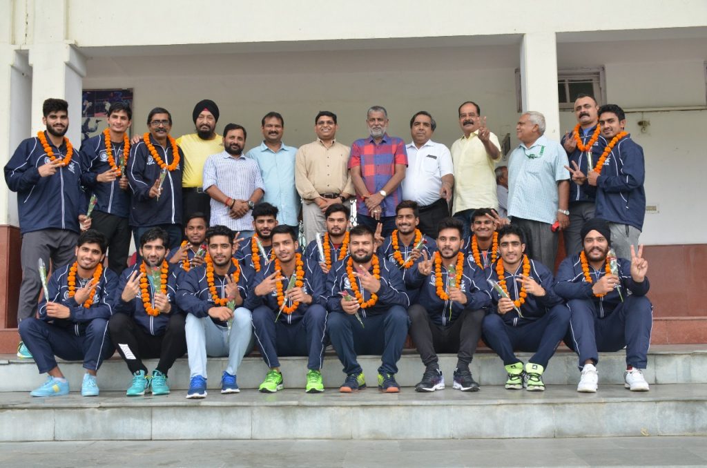 Indian junior handball team Honored in KD Singh Babu Stadium