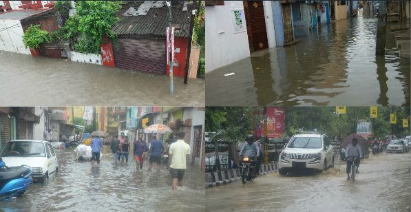 half lucknow city drowning due to heavy rain water entered houses
