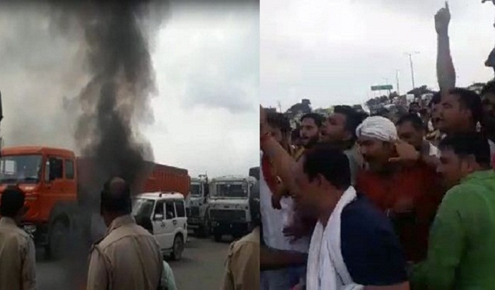 Upper caste people blocked NH 2 , police cleared it after 2 and half hours