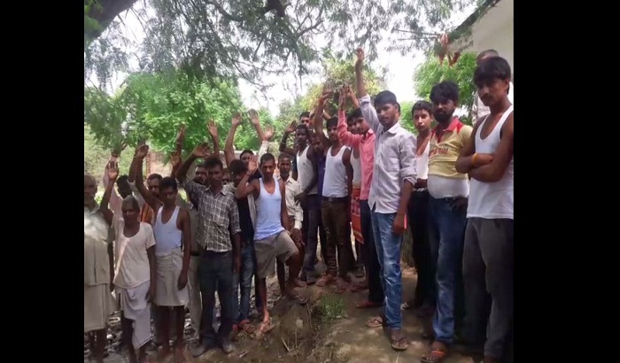villagers accused gram pradhan, poor quality toilets