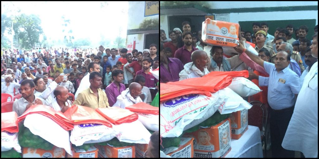 Rudauli MLA distributed relief material to flood victims