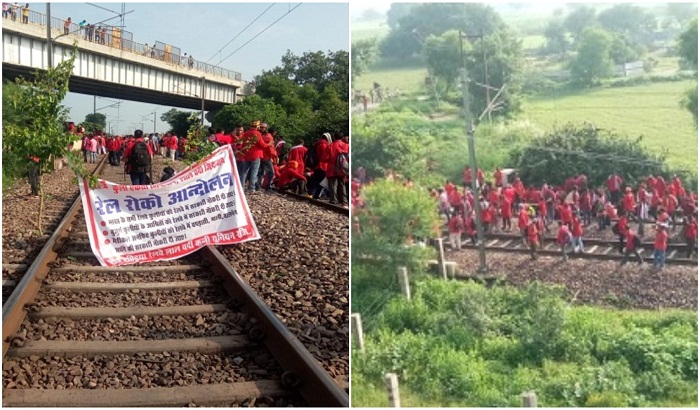 stop train protest by angry porters, hathras junction