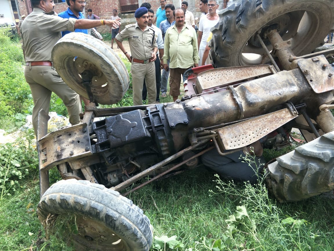 Road Accident tractor driver died due to tractor overturn