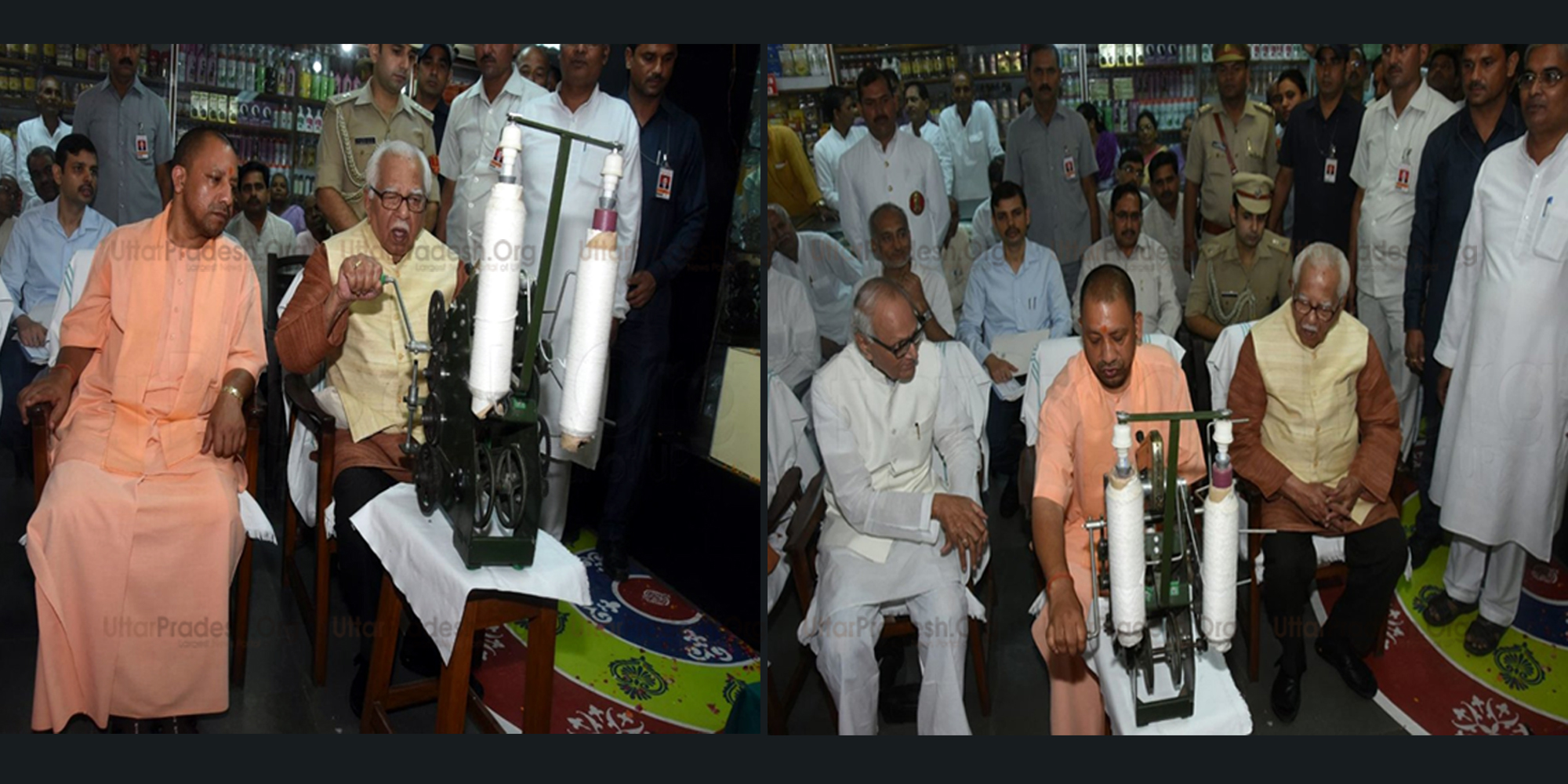 Governor and Chief Minister Run Spinning Wheel on Gandhi Jayanti
