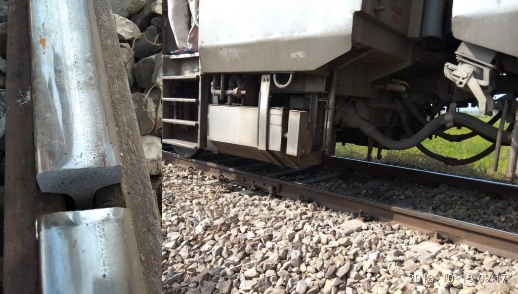 Railway track crashed Kisan Express train save from accident