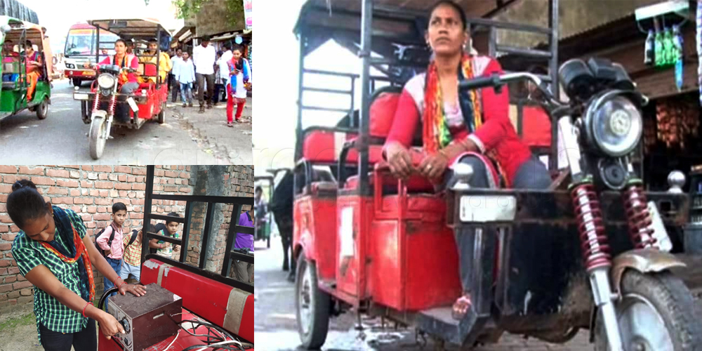Suman is Only Woman E-Rickshaw Driver in Shahjahanpur