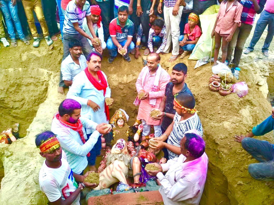 To keep Ganga Gomti clean durga statues land immersion