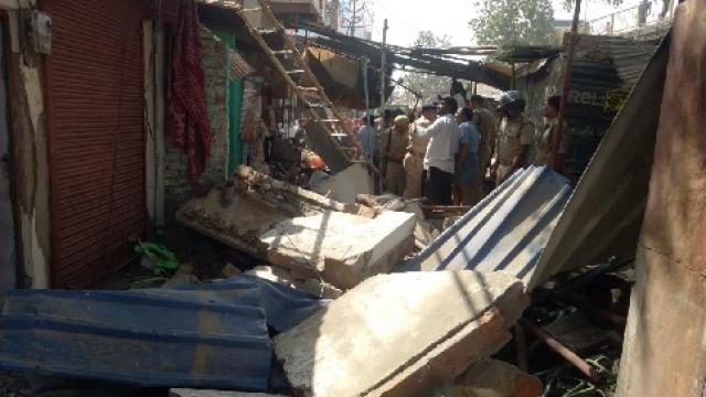 house collapsed after blast