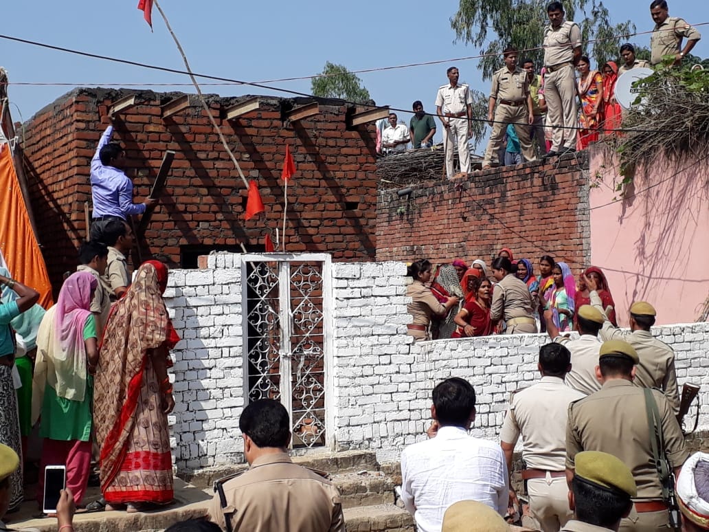 villagers did stone pelting on police due to religious place dispute