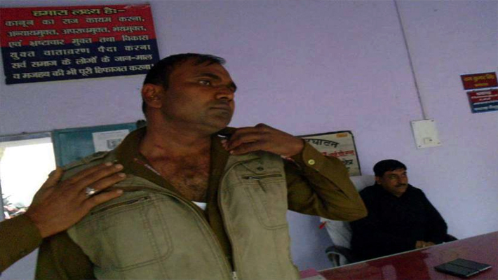 BJP Leader Beaten To Cop Torn Uniform in Sidhpur Police Station Kasganj