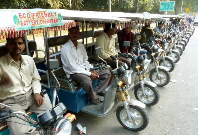 E-rickshaw drivers protest