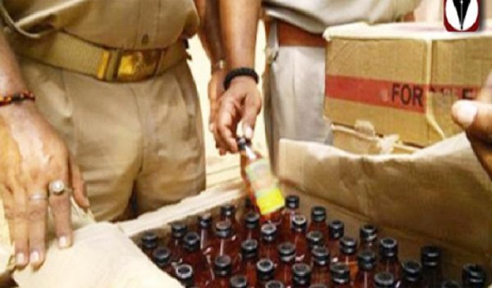 police caught 800 boxes of alcohol drinks