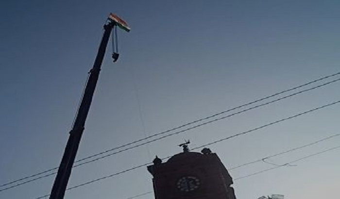 The tricolor flag hosted in the historic way on the Ghanta Ghar