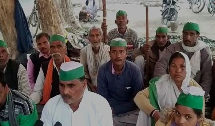 Indian farmer union protest demonstration in Balrampur region